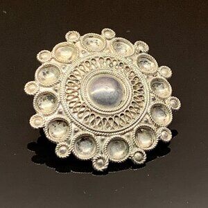 Norwegian Norway Round Traditional Wedding SØLJE' Pin Brooch 830 Silver J852